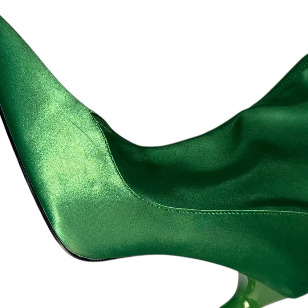 ZARA woman's satin effect ankle boots green 38 Euro/7.5 to 8 US